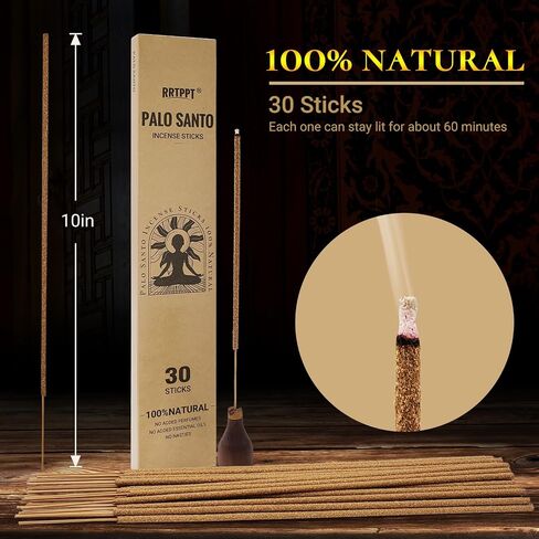 Palo Santo Incense Sticks (30 Sticks), 100% Natural sustainably harvested Peruvian Palo Santo, Suitable for Meditation, Relaxation, and Spiritual Purification in Saudi Arabia