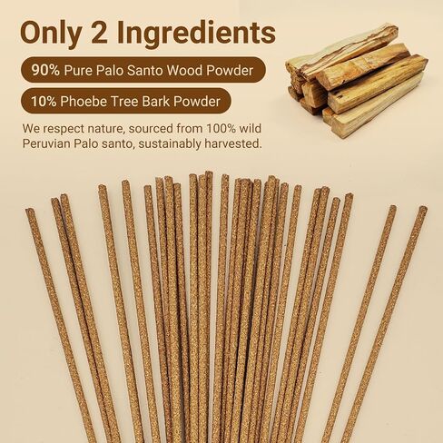 Palo Santo Incense Sticks (30 Sticks), 100% Natural sustainably harvested Peruvian Palo Santo, Suitable for Meditation, Relaxation, and Spiritual Purification in Saudi Arabia