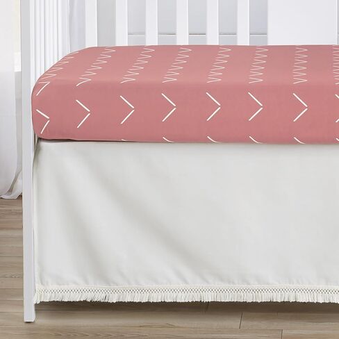 Sweet Jojo Designs Mauve Pink Boho Arrow Girl Baby Crib Bedding Set Infant Nursery Room Blanket Fitted Sheet Skirt Diaper Stacker 4p Rose Ivory Modern Bohemian Farmhouse Shabby Chic Arrow Diamond Tuft in Saudi Arabia
