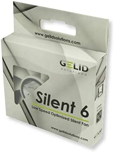 مروحة كمبيوتر Gelid Solutions Silent 6 - 60 مم، 3 Pin Molex، 60x60x15.5 مم، سرعة المروحة: 3200 دورة في الدقيقة، محمل مائي، FN-SX06-32، هادئ جدًا، مستوى الضوضاء 24 ديسيبل، اللون أسود in Kuwait
