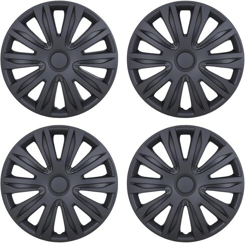 مجموعة أغطية المحور مقاس 16 بوصة مكونة من 4 أغطية حافة عجلة عالمية R16 Hub قبعات بديلة من مادة ABS ملحقات خارجية لسيارة بيك اب شاحنة الدفع الرباعي (16 بوصة، أسود غير لامع) in Kuwait