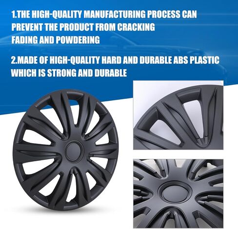 مجموعة أغطية المحور مقاس 16 بوصة مكونة من 4 أغطية حافة عجلة عالمية R16 Hub قبعات بديلة من مادة ABS ملحقات خارجية لسيارة بيك اب شاحنة الدفع الرباعي (16 بوصة، أسود غير لامع) in Kuwait