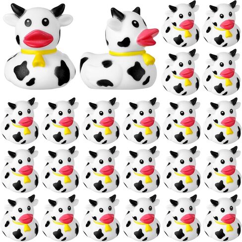 24 قطعة من البط المطاطي البقري الصغير من البط البقري مطبوع عليه بطة كبيرة لموضوع البقرة وحفلات أعياد الميلاد وحفلات حوض الاستحمام وديكورات حفلات أنشطة حمام السباحة الصيفية (بقرة المرتفعات) in Kuwait