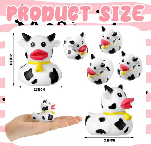 24 قطعة من البط المطاطي البقري الصغير من البط البقري مطبوع عليه بطة كبيرة لموضوع البقرة وحفلات أعياد الميلاد وحفلات حوض الاستحمام وديكورات حفلات أنشطة حمام السباحة الصيفية (بقرة المرتفعات) in Kuwait