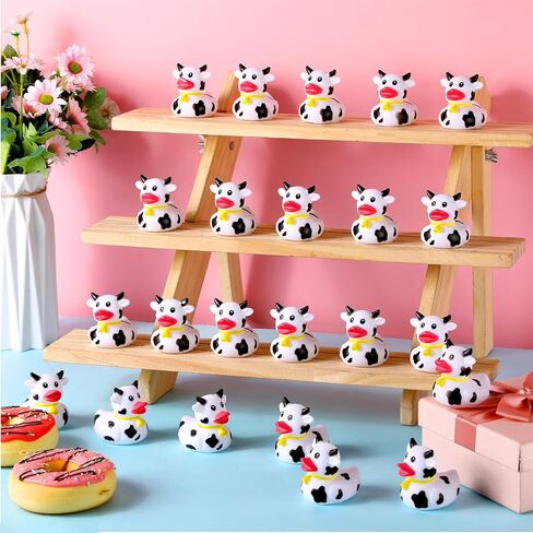 24 قطعة من البط المطاطي البقري الصغير من البط البقري مطبوع عليه بطة كبيرة لموضوع البقرة وحفلات أعياد الميلاد وحفلات حوض الاستحمام وديكورات حفلات أنشطة حمام السباحة الصيفية (بقرة المرتفعات) in Kuwait