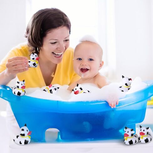 24 قطعة من البط المطاطي البقري الصغير من البط البقري مطبوع عليه بطة كبيرة لموضوع البقرة وحفلات أعياد الميلاد وحفلات حوض الاستحمام وديكورات حفلات أنشطة حمام السباحة الصيفية (بقرة المرتفعات) in Kuwait