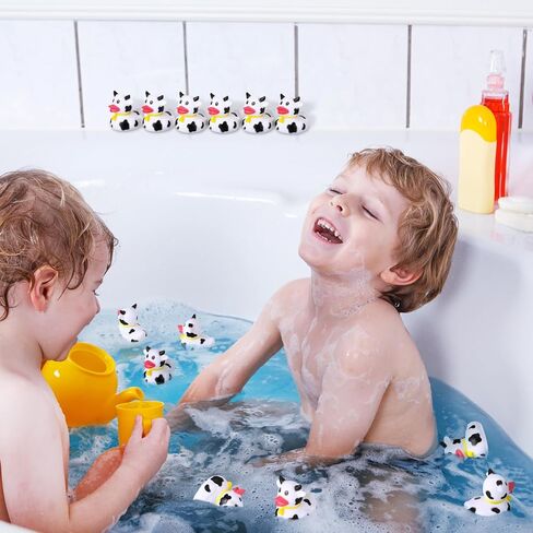 24 قطعة من البط المطاطي البقري الصغير من البط البقري مطبوع عليه بطة كبيرة لموضوع البقرة وحفلات أعياد الميلاد وحفلات حوض الاستحمام وديكورات حفلات أنشطة حمام السباحة الصيفية (بقرة المرتفعات) in Kuwait