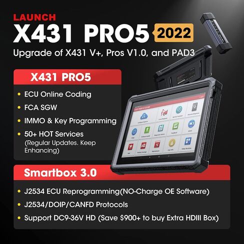 LAUNCH X431 PRO5 with Free J2534 ECU Reprogramming Tool for OEM Reprogramming and Diagnostics, 50+ Reset,OE-Level All Systems Bi-Directional Scanner for CANFD/DOIP/Heavy Duty Truck Scanner in Saudi Arabia