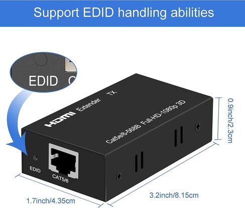 HDMI Extender 164ft/50M 1080P@60Hz 3D HDMI Repeater (TX and RX) RJ45 to HDMI Converter Transfer Single by Cat5e/Cat6/Cat7/Cat8 Cable with 5V Power Adapter, Black in Saudi Arabia