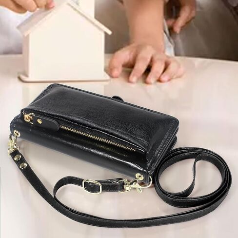 Lacass Crossbody Wallet Case for Galaxy S23FE,[Cards Theft Scan Protection] Card Holder Zipper Flip Leather Cover Wrist Strap Stand for Samsung Galaxy S23 FE 5G(Black) in Saudi Arabia