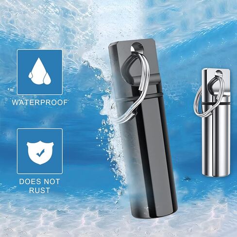 3 قطع حامل حبوب الدواء سلسلة مفاتيح صغيرة لحبوب منع الحمل سلسلة مفاتيح مقاومة للماء حاوية معدنية محمولة منظم زجاجة دواء للتخييم في الهواء الطلق والسفر صندوق حبوب الدواء in Kuwait