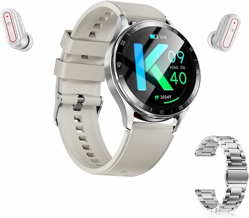X10 Smart Watch with Earbuds for iPhone Android Smartphones 1.39 Inch Round Bluetooth Call Smartwatch Fitness Tracker All-in-one Smartwatches Long Time Standby TWS Music Watch for Men Women (Black) in Saudi Arabia