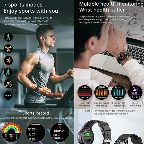 X10 Smart Watch with Earbuds for iPhone Android Smartphones 1.39 Inch Round Bluetooth Call Smartwatch Fitness Tracker All-in-one Smartwatches Long Time Standby TWS Music Watch for Men Women (Black) in Saudi Arabia