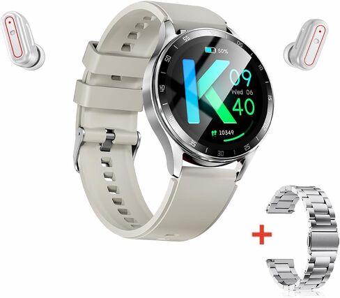 X10 Smart Watch with Earbuds for iPhone Android Smartphones 1.39 Inch Round Bluetooth Call Smartwatch Fitness Tracker All-in-one Smartwatches Long Time Standby TWS Music Watch for Men Women (Black) in Saudi Arabia