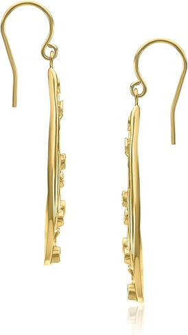 أقراط من الذهب عيار 14 قيراط فوق الفضة الاسترليني على شكل أوراق زهور مع 1.5 TCW زركونيا مكعب، أقراط ذهبية، هدايا للنساء، أقراط متدلية مجوهرات جمالية، أقراط للنساء، مجوهرات ذهبية للنساء in Kuwait