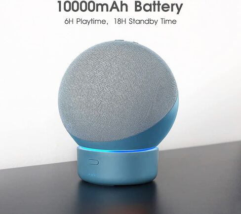 قاعدة بطارية GGMM لقاعدة شاحن Echo الجيل الرابع المحمولة تعمل مع مكبر صوت ذكي الجيل الرابع سعة بطارية 10000 مللي أمبير في الساعة تدوم طويلاً 6 ساعات، بنك طاقة أزرق (Echo 4th Gen غير متضمن) in Saudi Arabia