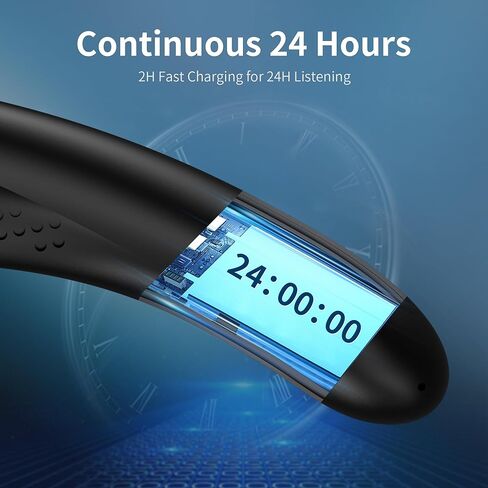 مكبر صوت بلوتوث لاسلكي للرقبة من BUGANI، صوت ستيريو ثلاثي الأبعاد، مكبرات صوت رياضية خفيفة الوزن للجسم مع 24 ساعة من مكبر صوت كتف مقاوم للماء، ميكروفون مدمج، تصميم مريح، أسود in Kuwait