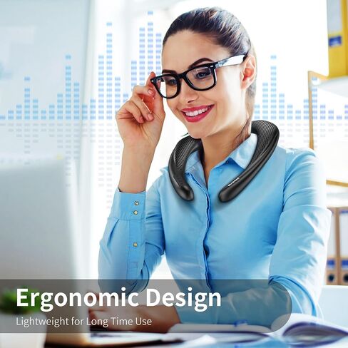 مكبر صوت بلوتوث لاسلكي للرقبة من BUGANI، صوت ستيريو ثلاثي الأبعاد، مكبرات صوت رياضية خفيفة الوزن للجسم مع 24 ساعة من مكبر صوت كتف مقاوم للماء، ميكروفون مدمج، تصميم مريح، أسود in Kuwait