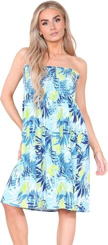 Loxdonz Summer Dresses for Women Strapless Boho Floral Print Sundress Tube Top Dress Beach Cover Ups in Saudi Arabia
