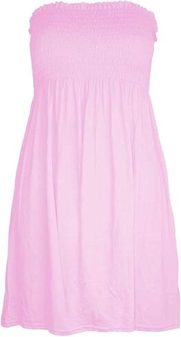 Women Sheering Strapless Plain Top Ladies Beach Dress Summer Casual wear Mini Beach Cover Up in Saudi Arabia
