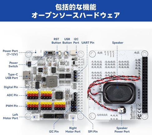 لوحة توسيع قبعة روبوت SunFounder مصممة لروبوت Raspberry Pi 4/3B+/3B/Zero W، IoT، أجهزة الاستشعار، المحركات، محرك سيرفو، بطارية قابلة لإعادة الشحن، 5V2A، مكبر صوت، ADC، PWM، IIC، UART، SPI in Kuwait