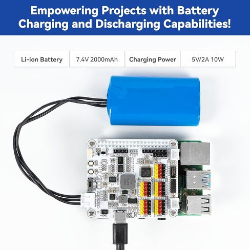 لوحة توسيع قبعة روبوت SunFounder مصممة لروبوت Raspberry Pi 4/3B+/3B/Zero W، IoT، أجهزة الاستشعار، المحركات، محرك سيرفو، بطارية قابلة لإعادة الشحن، 5V2A، مكبر صوت، ADC، PWM، IIC، UART، SPI in Kuwait