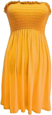 Women Sheering Strapless Plain Top Ladies Beach Dress Summer Casual wear Mini Beach Cover Up in Saudi Arabia