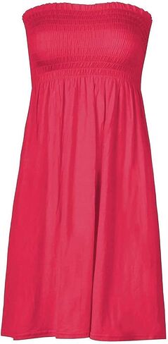 Women Sheering Strapless Plain Top Ladies Beach Dress Summer Casual wear Mini Beach Cover Up in Saudi Arabia