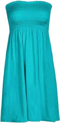 Women Sheering Strapless Plain Top Ladies Beach Dress Summer Casual wear Mini Beach Cover Up in Saudi Arabia