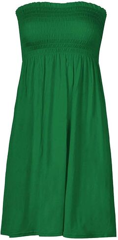 Women Sheering Strapless Plain Top Ladies Beach Dress Summer Casual wear Mini Beach Cover Up in Saudi Arabia