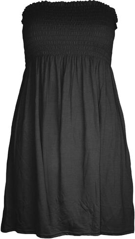 Women Sheering Strapless Plain Top Ladies Beach Dress Summer Casual wear Mini Beach Cover Up in Saudi Arabia