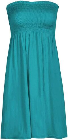 Women Sheering Strapless Plain Top Ladies Beach Dress Summer Casual wear Mini Beach Cover Up in Saudi Arabia