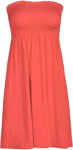 Women Sheering Strapless Plain Top Ladies Beach Dress Summer Casual wear Mini Beach Cover Up in Saudi Arabia