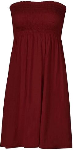 Women Sheering Strapless Plain Top Ladies Beach Dress Summer Casual wear Mini Beach Cover Up in Saudi Arabia