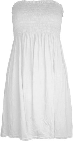 Women Sheering Strapless Plain Top Ladies Beach Dress Summer Casual wear Mini Beach Cover Up in Saudi Arabia