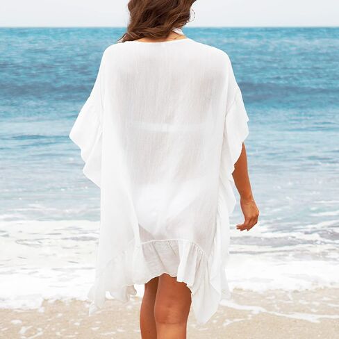 Swimsuit Cover Ups Women Lace Crochet V-Neck Summer Beach Cover Bikini Wear Coverups Dress for Swimwear Bathing Suit in Saudi Arabia