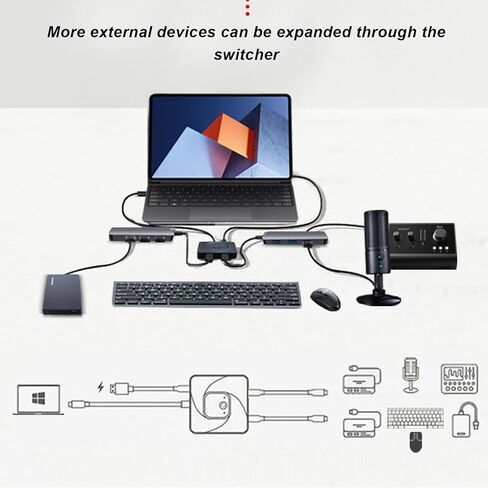محول USB C، محول USB C ثنائي الاتجاه 2 في 1 خارج 8K 60 هرتز عالي الدقة من النوع C مع مؤشر طاقة لأجهزة الكمبيوتر، يدعم نقل البيانات ثنائي الاتجاه USB3.1 Cen2 بسرعة 10 جيجابت في الثانية in Saudi Arabia
