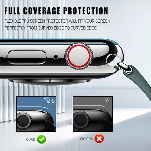 8 Pack for Apple Watch Screen Protector 45mm Series 9/8/7, [Strong Asorption] [Upgrade Flexible Film][Bubble Free] iWatch Anti-Scratch Protection HD Clear Cover in Kuwait