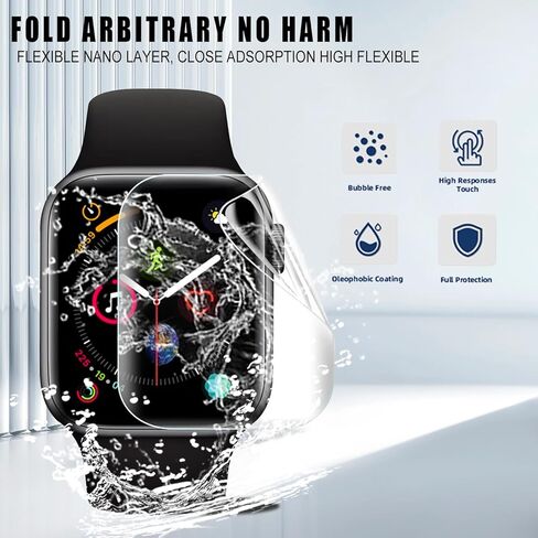 8 Pack for Apple Watch Screen Protector 45mm Series 9/8/7, [Strong Asorption] [Upgrade Flexible Film][Bubble Free] iWatch Anti-Scratch Protection HD Clear Cover in Kuwait