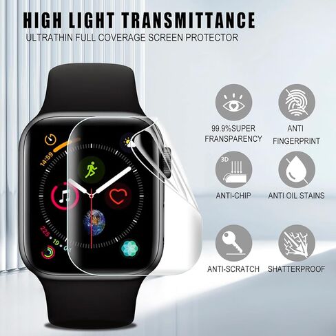 8 Pack for Apple Watch Screen Protector 45mm Series 9/8/7, [Strong Asorption] [Upgrade Flexible Film][Bubble Free] iWatch Anti-Scratch Protection HD Clear Cover in Kuwait