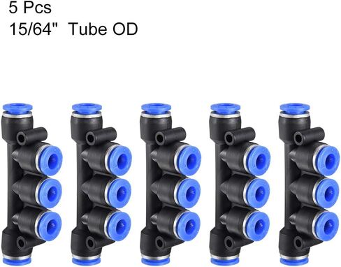 uxcell Plastic Inline Manifold Union Push to Connect Tube Fittings 6mm or 15/64" OD Push Lock 5pcs in Saudi Arabia