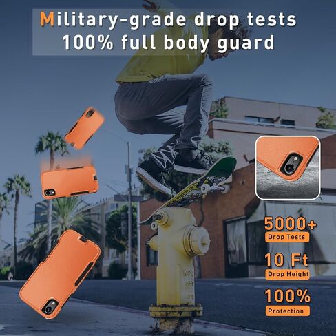 for iPhone XR Phone case, [Shockproof] [Belt Clip Kickstand] [2X Tempered Glass Screen Protector] Heavy Duty Cover for iPhone XR 6.1 inch (Orange/Black) in Saudi Arabia