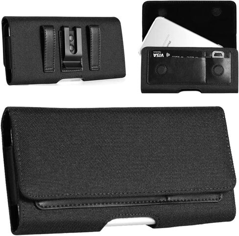 Nylon Cell Phone Holster Pouch Belt Clip Case Holder with Card Slots for iPhone 15 14 13 12 11 Pro Max, Samsung Galaxy A15 5G S24 Plus S20 S23 Fe Note 20 A53 5G A54 5G A22 A32 A52 A51 Pixel 8 7a 6a in Saudi Arabia