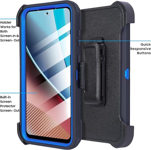 متوافق مع حافظة Motorola Moto G Stylus 5G 2024 مع حافظة حزام بمشبك، حافظة واقية شديدة التحمل من الدرجة العسكرية مع واقي شاشة مدمج (أزرق) in Kuwait
