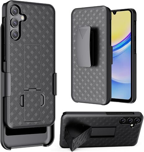 Samsung Galaxy A15 5G Phone Case, Galaxy A15 Belt Clip Holster Case Slim Combo Shell with Kickstand Swivel Belt Clip Holster Rugged Protective Cover for Samsung Galaxy A15 2024 Release, Black in Saudi Arabia