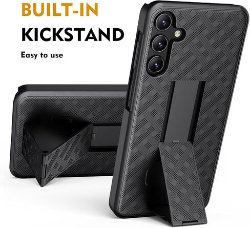 Samsung Galaxy A15 5G Phone Case, Galaxy A15 Belt Clip Holster Case Slim Combo Shell with Kickstand Swivel Belt Clip Holster Rugged Protective Cover for Samsung Galaxy A15 2024 Release, Black in Saudi Arabia