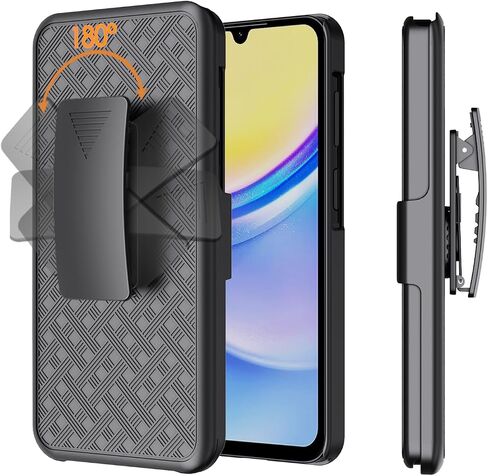 Samsung Galaxy A15 5G Phone Case, Galaxy A15 Belt Clip Holster Case Slim Combo Shell with Kickstand Swivel Belt Clip Holster Rugged Protective Cover for Samsung Galaxy A15 2024 Release, Black in Saudi Arabia