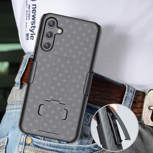 Samsung Galaxy A15 5G Phone Case, Galaxy A15 Belt Clip Holster Case Slim Combo Shell with Kickstand Swivel Belt Clip Holster Rugged Protective Cover for Samsung Galaxy A15 2024 Release, Black in Saudi Arabia