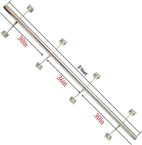 8ft بار السكك الحديدية للأرضيات والجدار درابزين القدم لشريط الفولاذ المقاوم للصدأ 2 "أنبوب قطر شريط الأنابيب القدم السكك الحديدية in Saudi Arabia