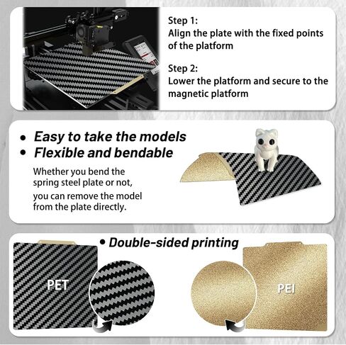 لوحة بناء من ألياف الكربون PET + PEI، لوح فولاذي زنبركي مرن 235 × 235 مم لطابعة Ender 3/ Adventurer 5M/Neptune 3 Pro/Neptune 4/Ender 3 V2/Ender 3 S1/Ender 3 Neo/Ender 3 V2 Neo ثلاثية الأبعاد. in Saudi Arabia